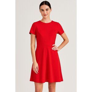 Eliza J Womens 16 Red Short Sleeve Knee Length Dress Work Career Office Feastive
